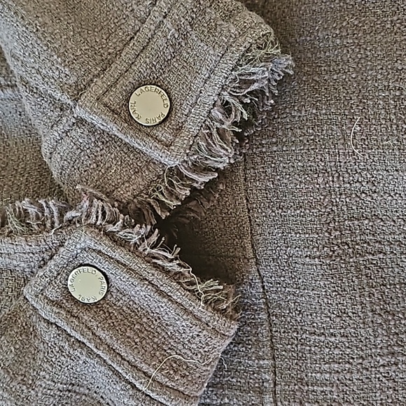 Karl Lagerfeld XL Black short blazer: frayed edges, zipper. EUC. - Picture 2 of 15